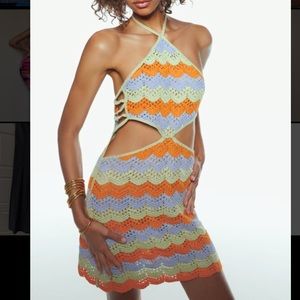 Zara limited edition crochet cutout dress.